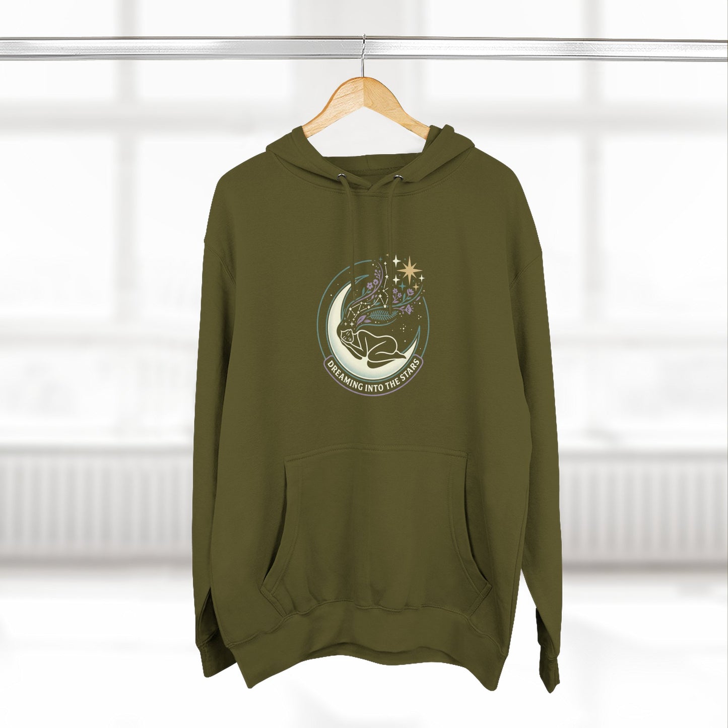 Moonlight Floral Hoodie – Celestial Moon & Botanical Graphic Hoodie | Spiritual Nature Aesthetic, Cosmic Hoodie, Unisex Hoodie