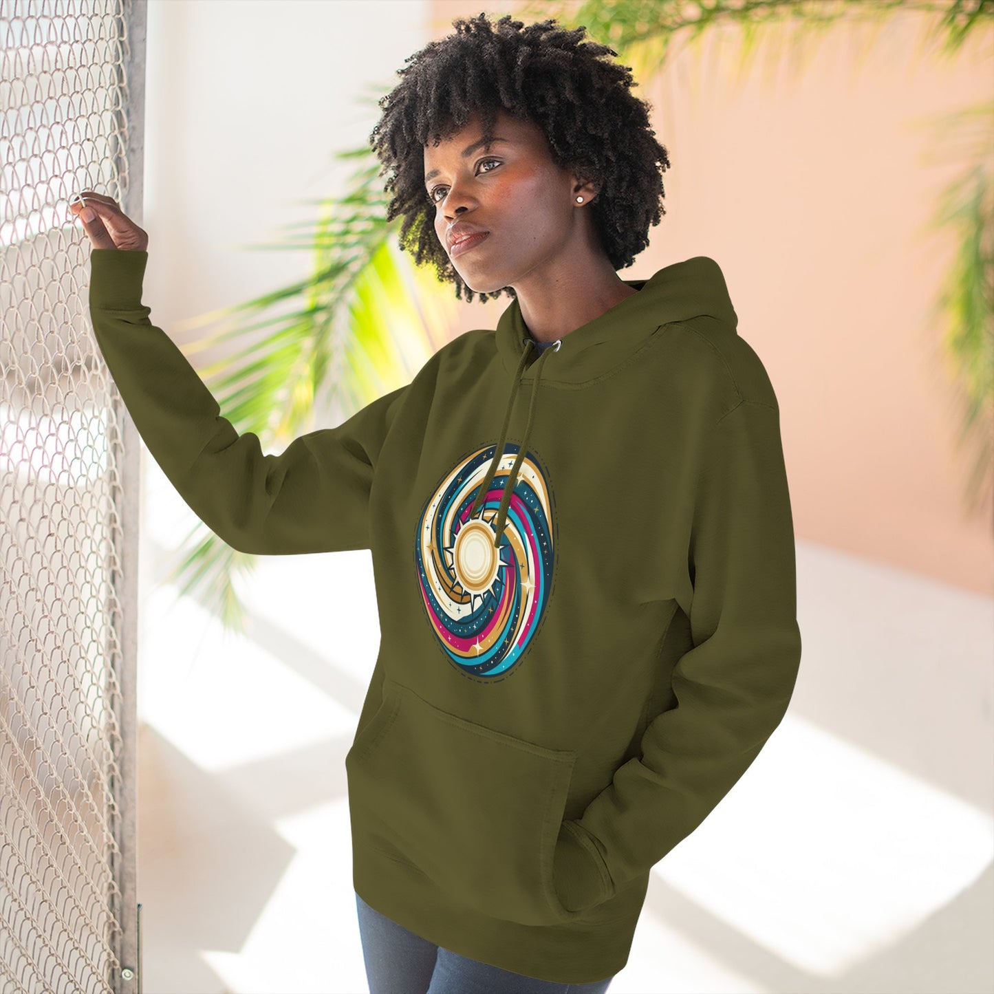 Swirl Sun Hoodie – Cosmic Spiral Sun Graphic Hoodie | Psychedelic Space Aesthetic, Celestial Streetwear, Unisex Hoodie