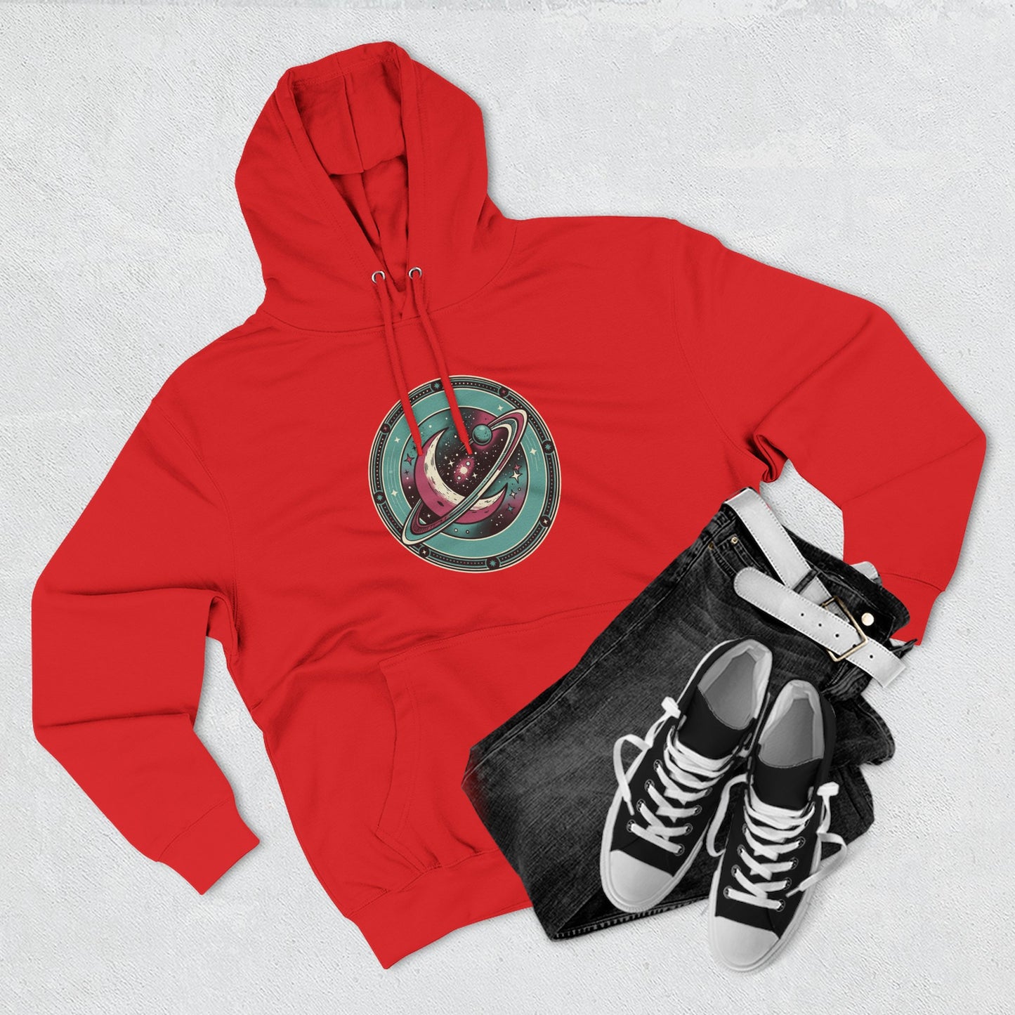 Saturn Planet Hoodie – Retro Space Ring Graphic Hoodie | Minimal Cosmic Aesthetic, Astronomy Hoodie, Unisex Hoodie