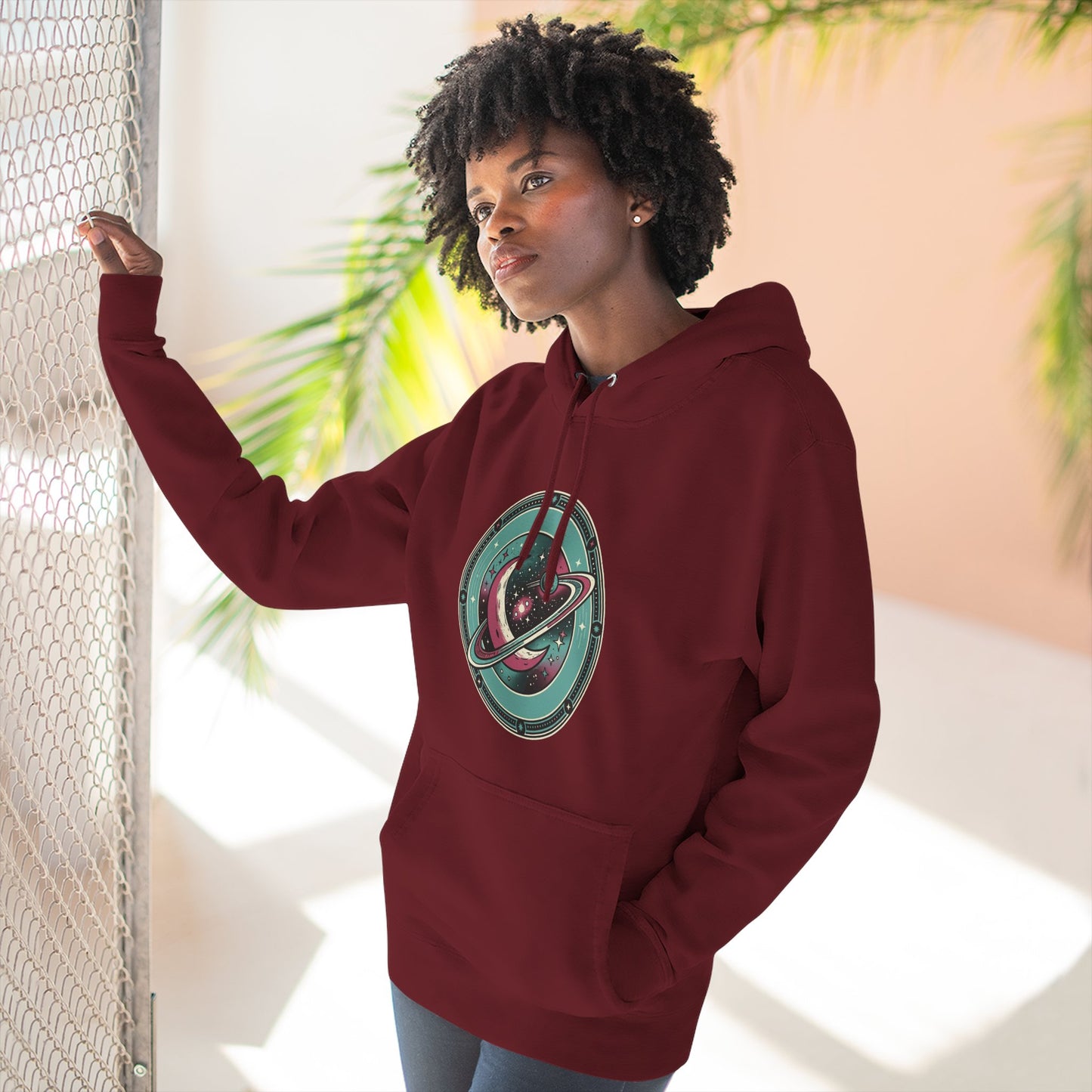 Saturn Planet Hoodie – Retro Space Ring Graphic Hoodie | Minimal Cosmic Aesthetic, Astronomy Hoodie, Unisex Hoodie