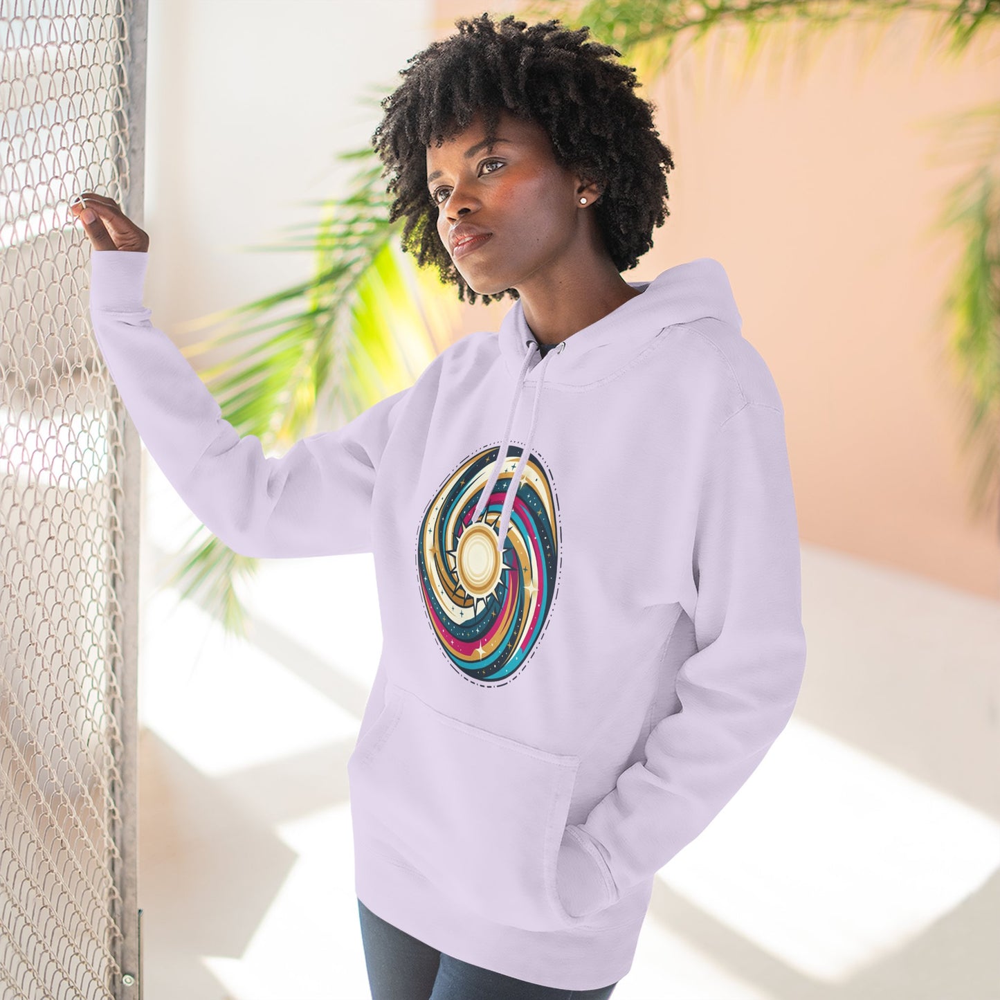 Swirl Sun Hoodie – Cosmic Spiral Sun Graphic Hoodie | Psychedelic Space Aesthetic, Celestial Streetwear, Unisex Hoodie