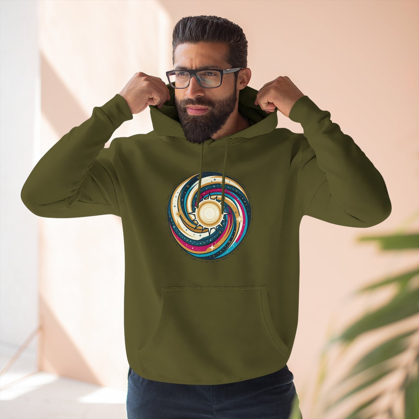 Swirl Sun Hoodie – Cosmic Spiral Sun Graphic Hoodie | Psychedelic Space Aesthetic, Celestial Streetwear, Unisex Hoodie