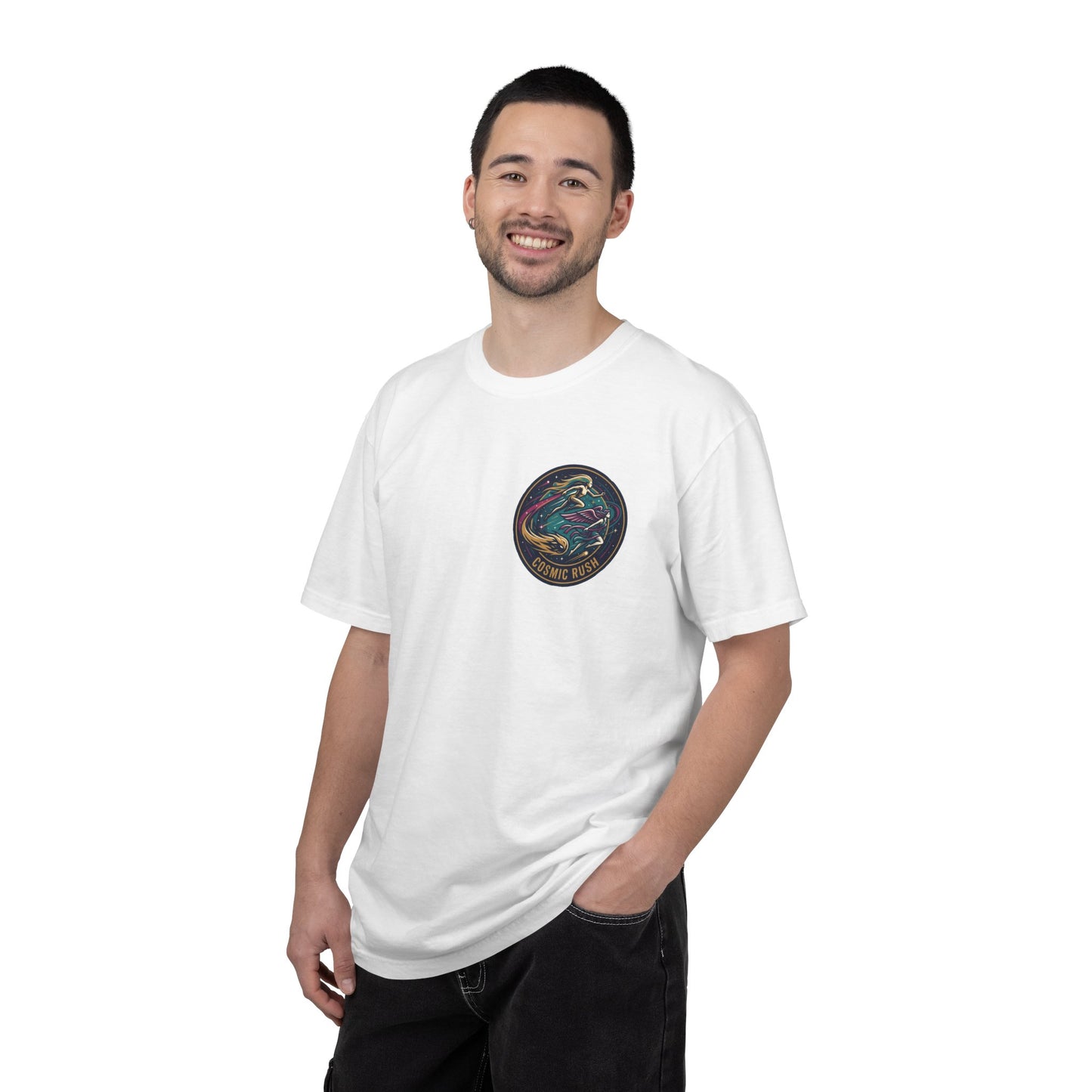 Cosmic Rush Skate T-Shirt – Retro Space Surf Graphic Tee | Vintage Cosmic Wave Shirt, Unisex Casual Tee