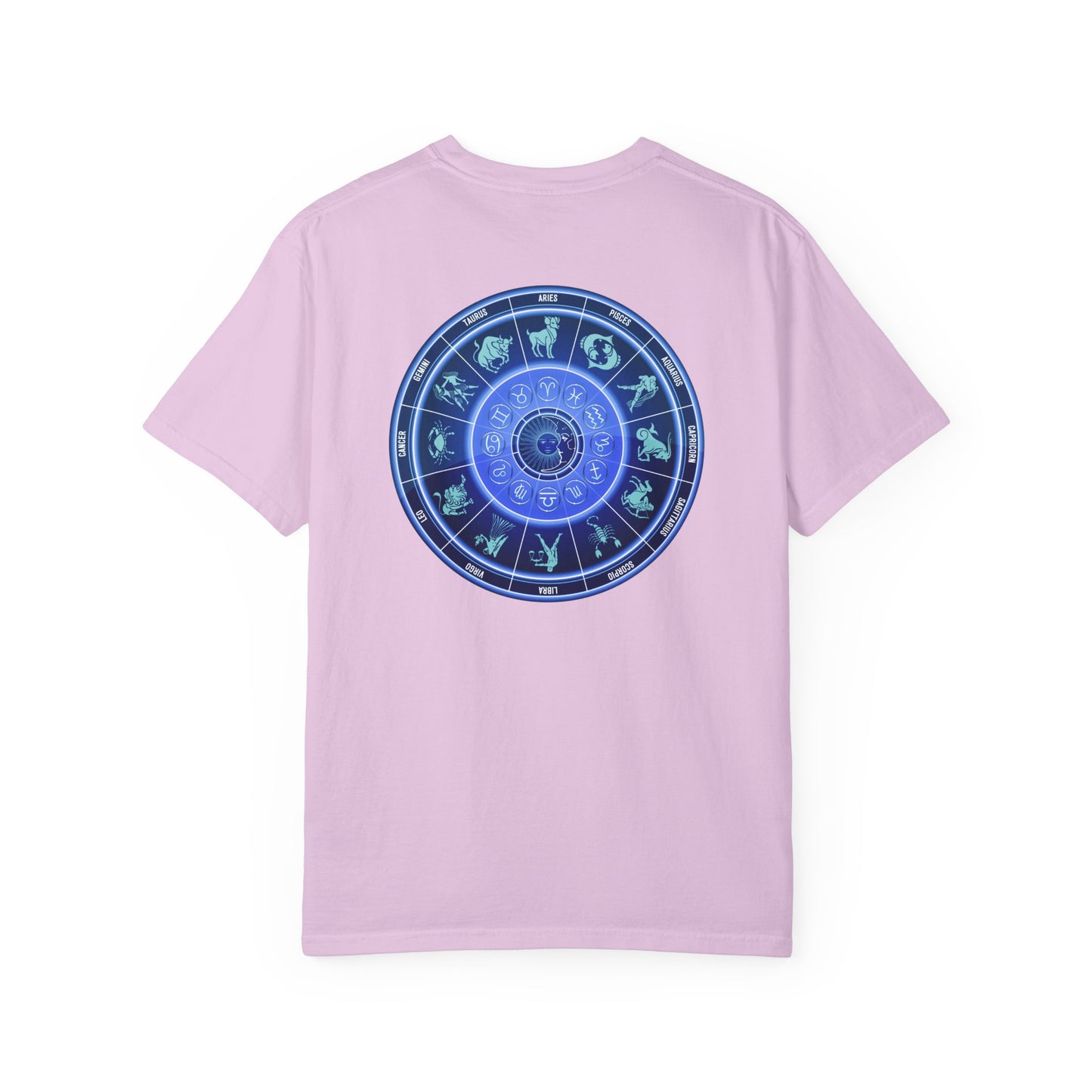 Zodiac Wheel T-Shirt – Blue Astrology Sign Graphic Tee | Celestial Mandala Star Sign Shirt