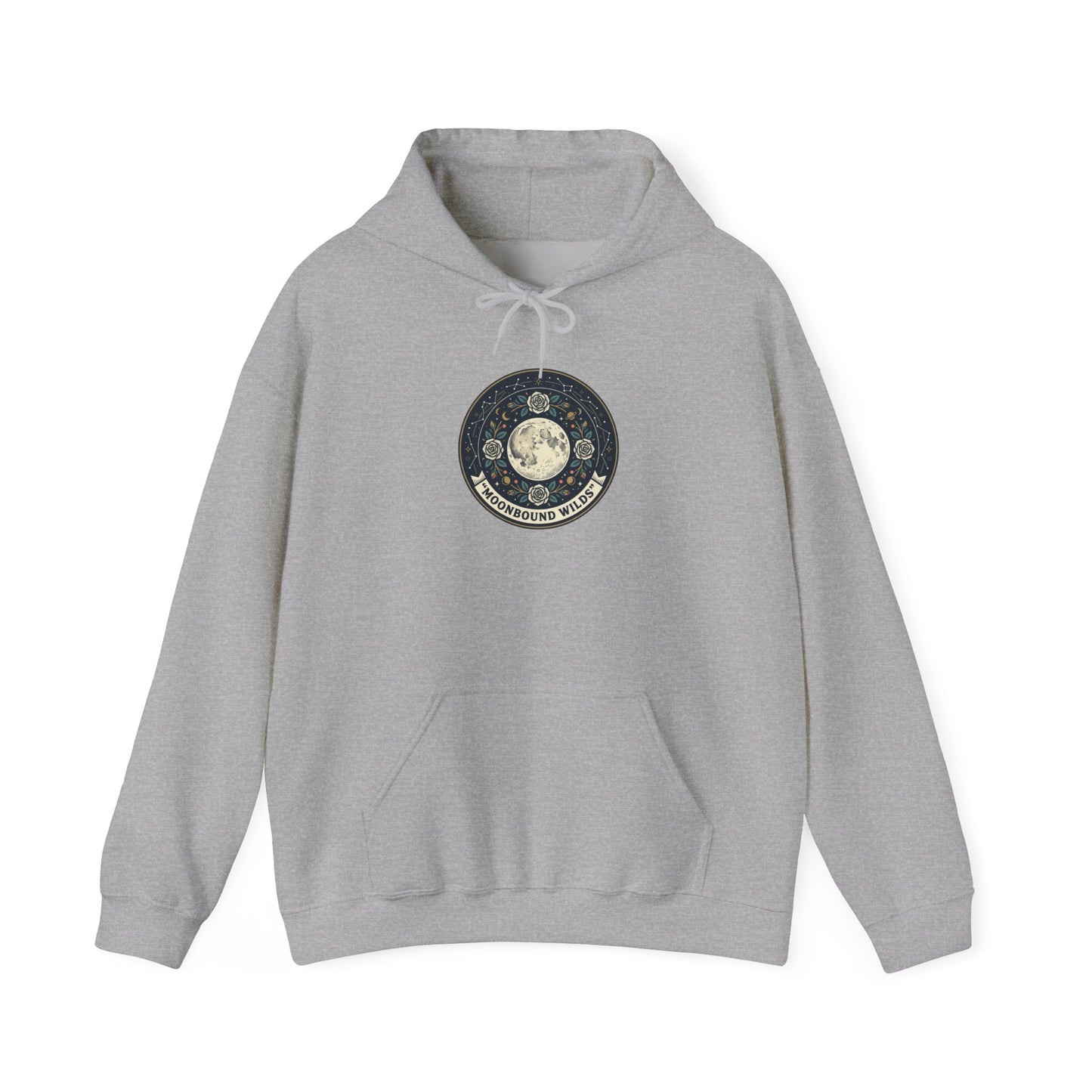 Moonbound Wilds Hoodie – Celestial Wolf Moon Graphic Sweatshirt | Vintage Cosmic Streetwear