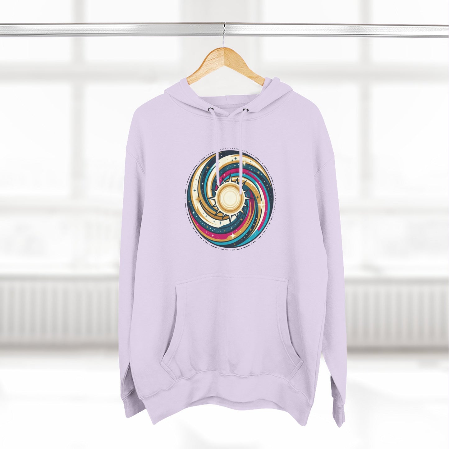 Swirl Sun Hoodie – Cosmic Spiral Sun Graphic Hoodie | Psychedelic Space Aesthetic, Celestial Streetwear, Unisex Hoodie