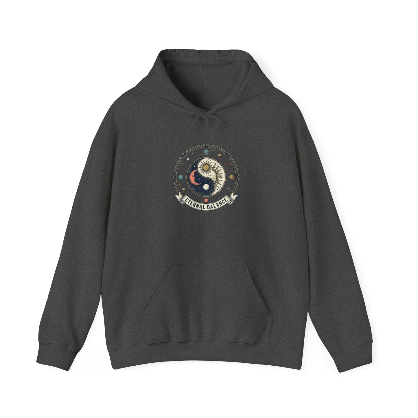 Yin Yang Eternal Balance Hoodie – Sun & Moon Spiritual Graphic Sweatshirt | Minimal Zen Streetwear