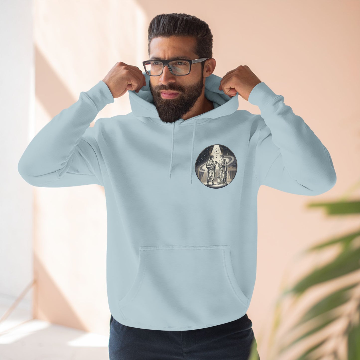 Vintage Celestial Moon Hoodie – Classical Figures Graphic Pullover, Mythology Inspired Unisex Sweatshirt, Retro Spiritual Art Hoodie