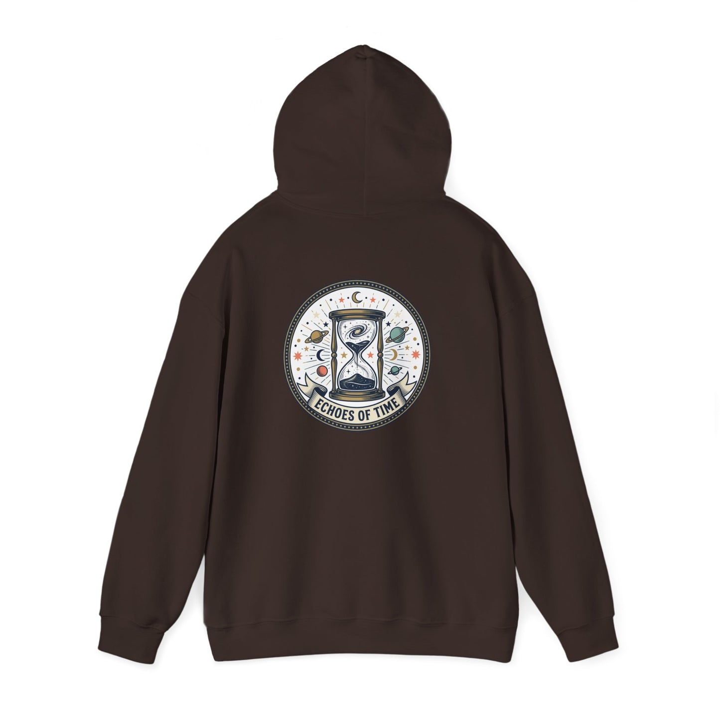 Hourglass Echoes Hoodie – “Echoes of Time” Vintage Celestial Graphic Sweatshirt | Minimal Cosmic Streetwear