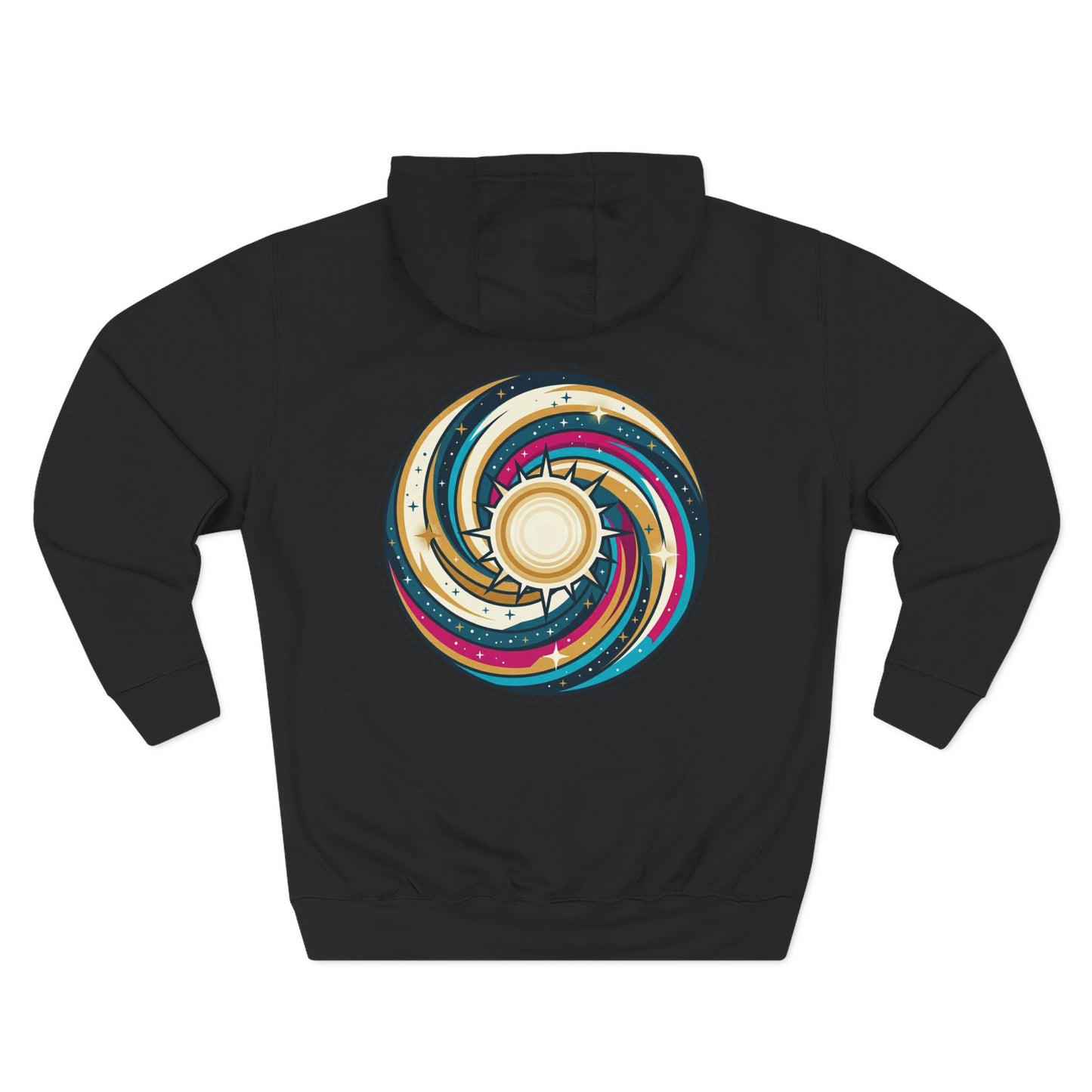 Swirl Sun Hoodie – Cosmic Spiral Sun Graphic Hoodie | Psychedelic Space Aesthetic, Celestial Streetwear, Unisex Hoodie