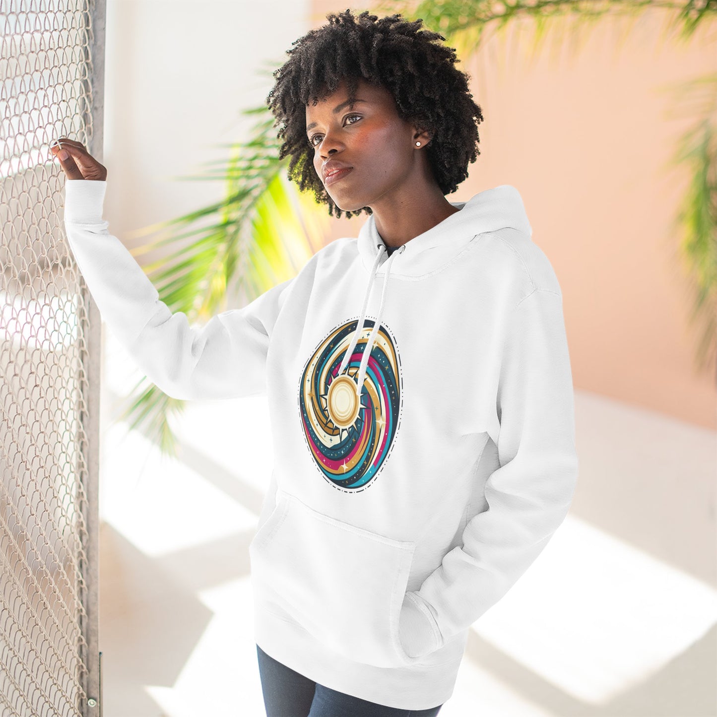 Swirl Sun Hoodie – Cosmic Spiral Sun Graphic Hoodie | Psychedelic Space Aesthetic, Celestial Streetwear, Unisex Hoodie