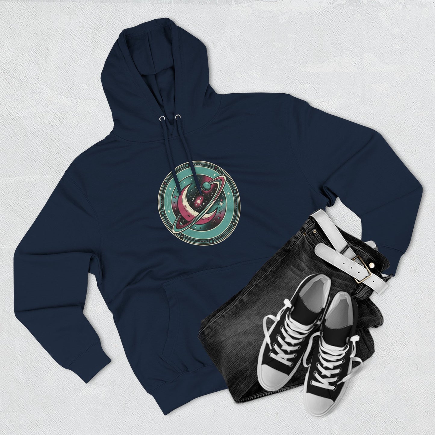 Saturn Planet Hoodie – Retro Space Ring Graphic Hoodie | Minimal Cosmic Aesthetic, Astronomy Hoodie, Unisex Hoodie