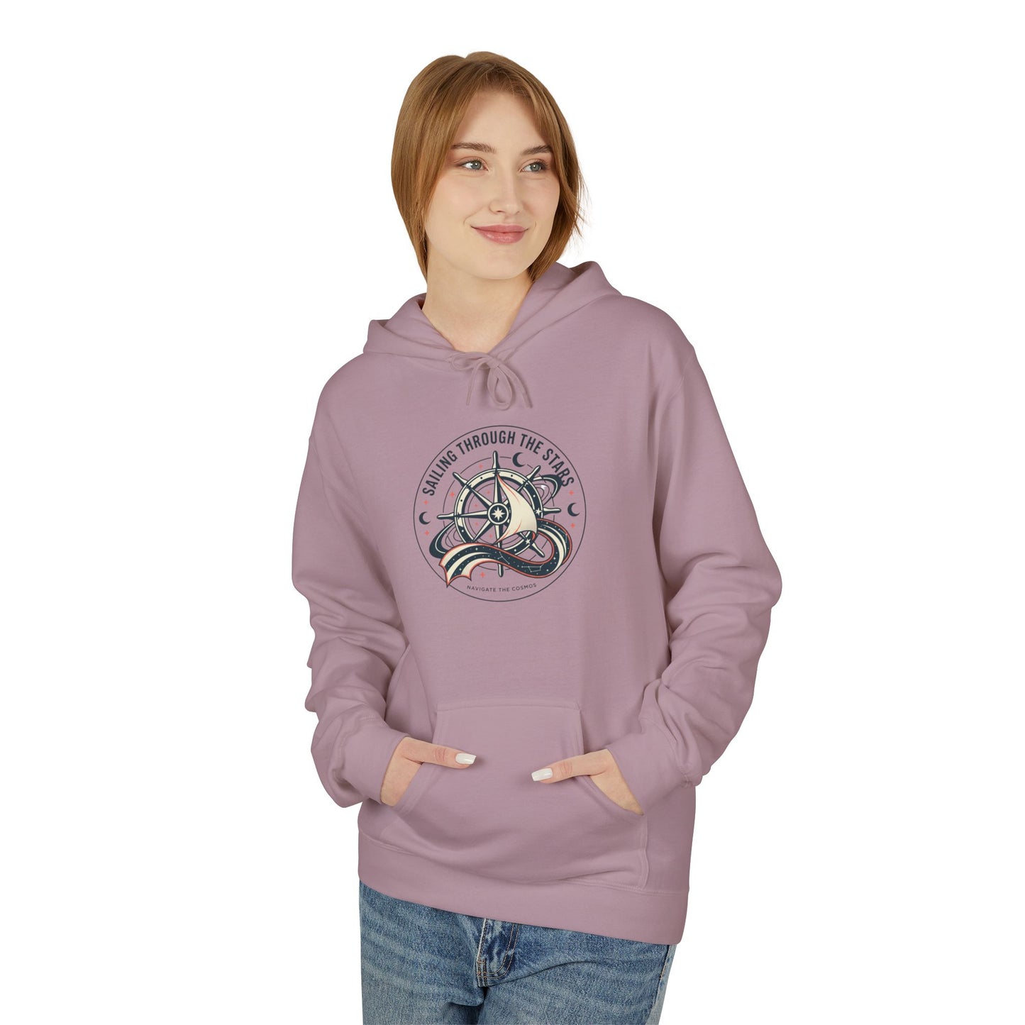 Celestial Nautical Hoodie – Spiritual Ocean Compass & Swirl Design | Astrology, Cosmic Streetwear, Unisex Hoodie