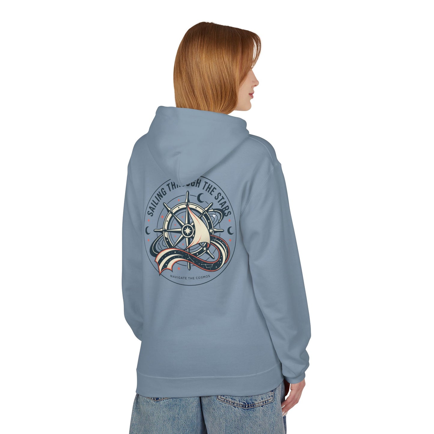 Celestial Nautical Hoodie – Spiritual Ocean Compass & Swirl Design | Astrology, Cosmic Streetwear, Unisex Hoodie