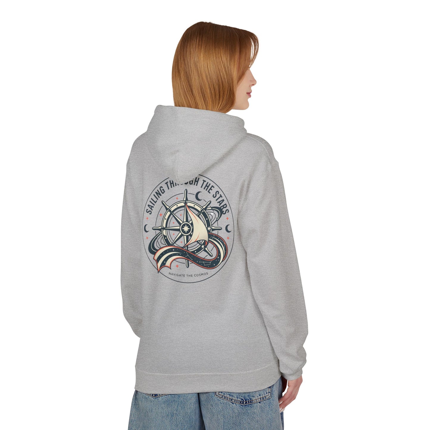 Celestial Nautical Hoodie – Spiritual Ocean Compass & Swirl Design | Astrology, Cosmic Streetwear, Unisex Hoodie