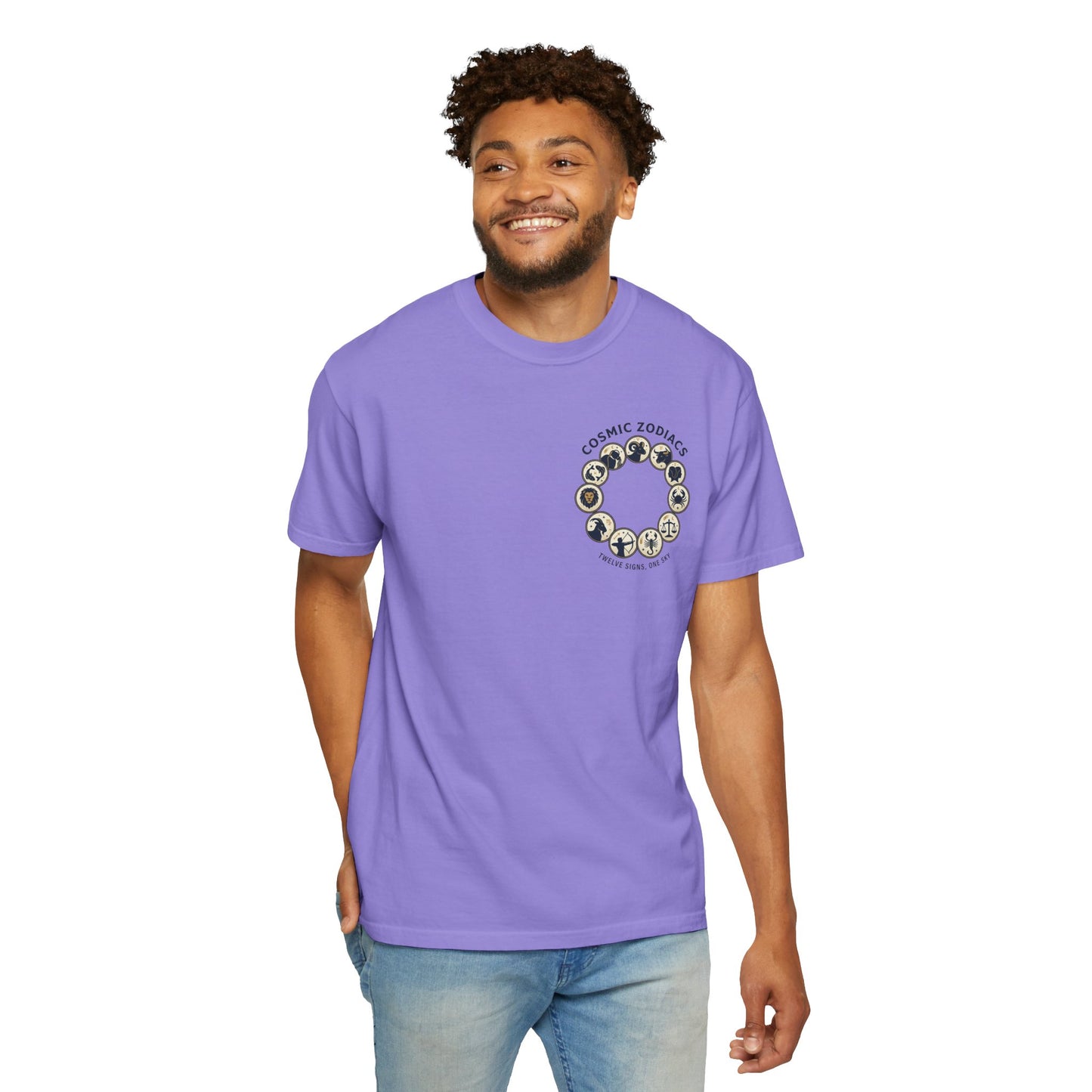 Zodiac Circle T-Shirt – Cosmic Zodiac Astrology Graphic Tee | Celestial Star Sign Shirt, Unisex Tee