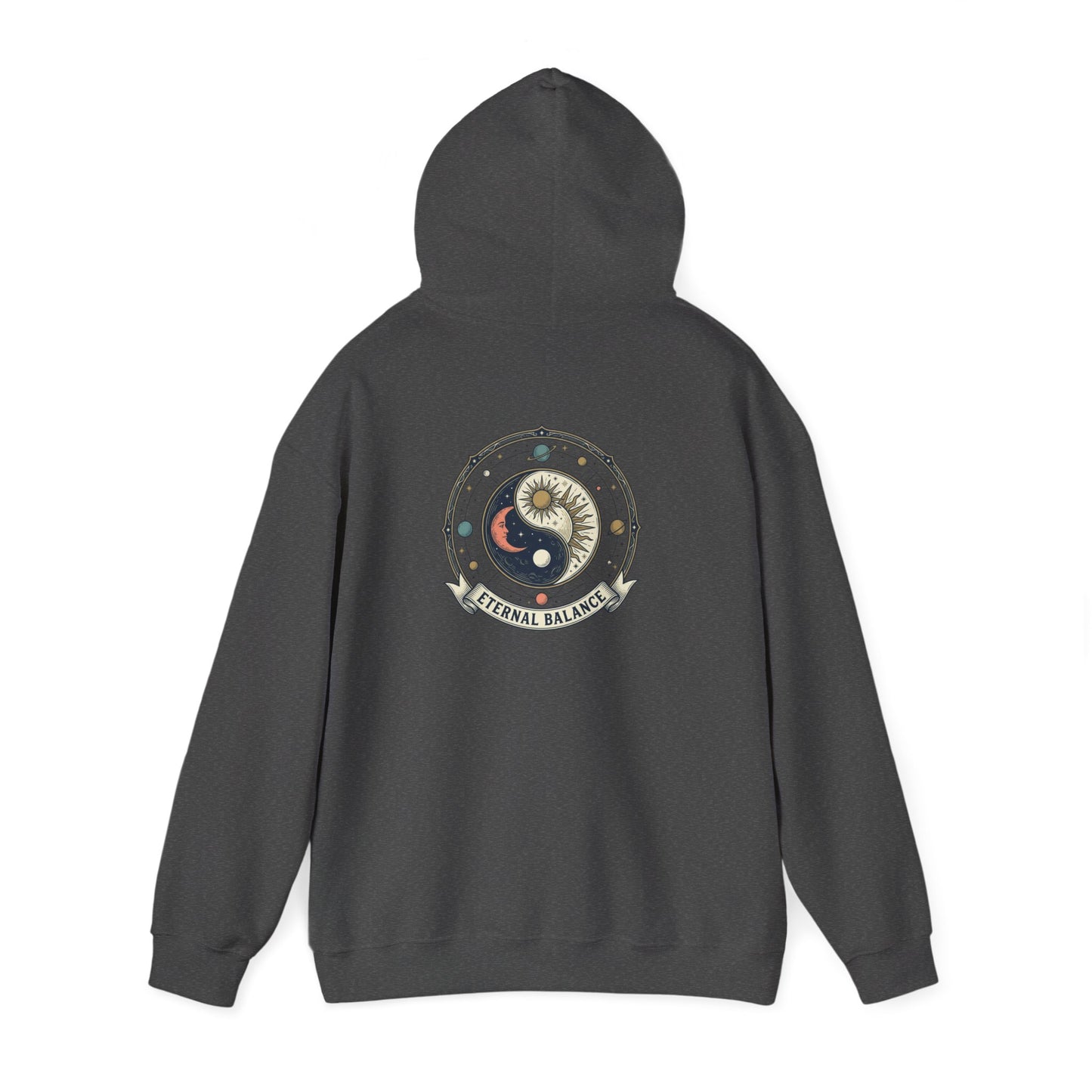 Yin Yang Eternal Balance Hoodie – Sun & Moon Spiritual Graphic Sweatshirt | Minimal Zen Streetwear