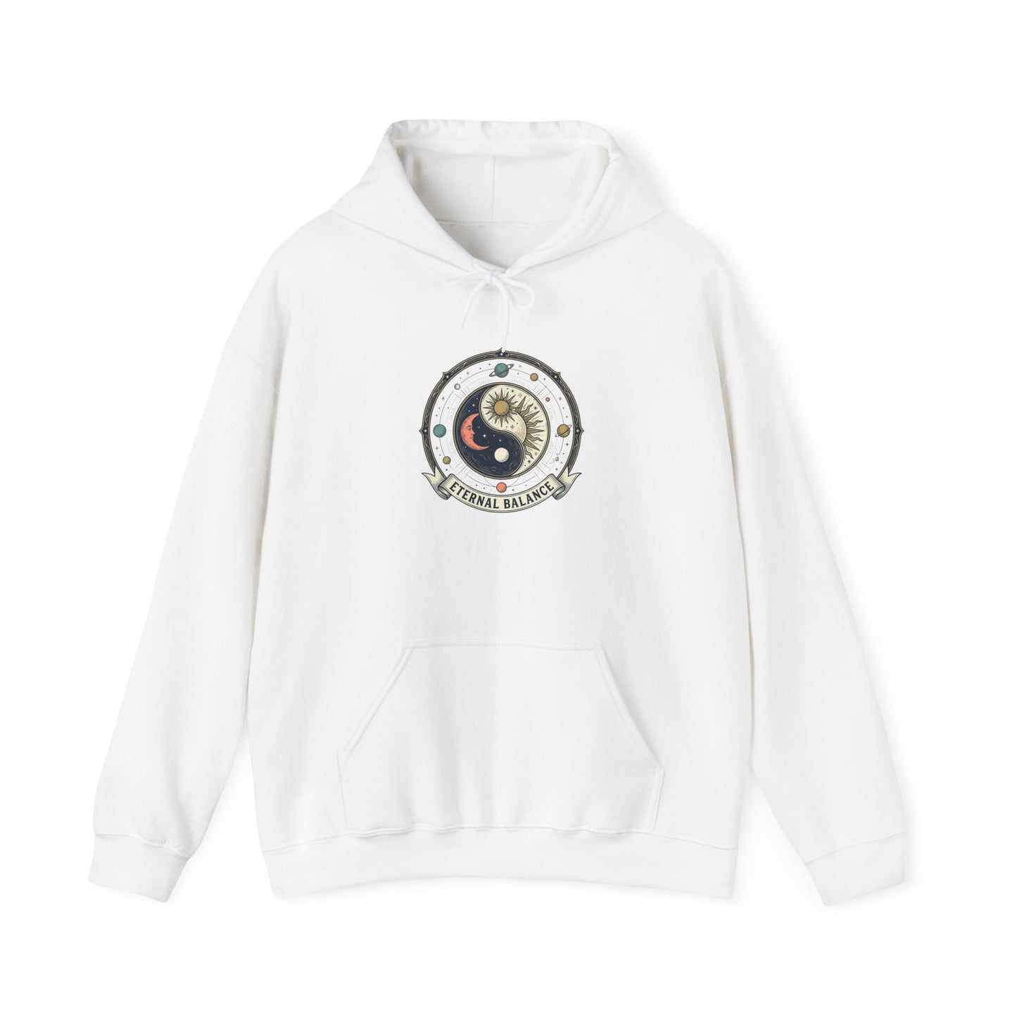 Yin Yang Eternal Balance Hoodie – Sun & Moon Spiritual Graphic Sweatshirt | Minimal Zen Streetwear