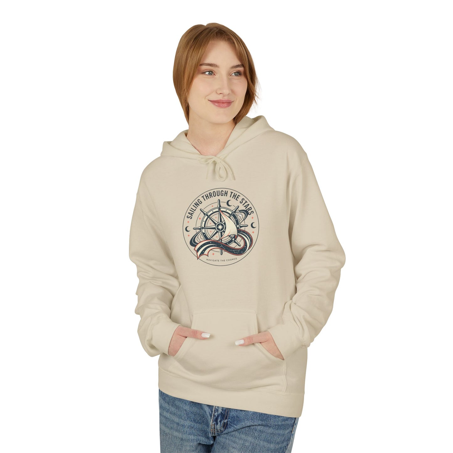 Celestial Nautical Hoodie – Spiritual Ocean Compass & Swirl Design | Astrology, Cosmic Streetwear, Unisex Hoodie