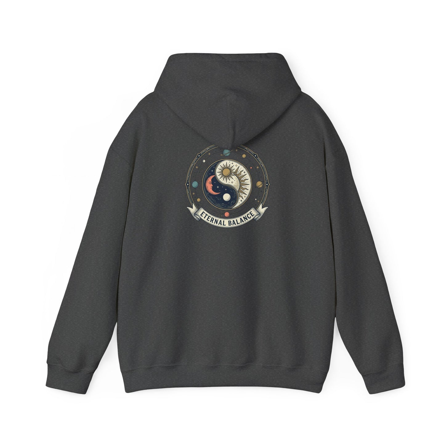 Yin Yang Eternal Balance Hoodie – Sun & Moon Spiritual Graphic Sweatshirt | Minimal Zen Streetwear
