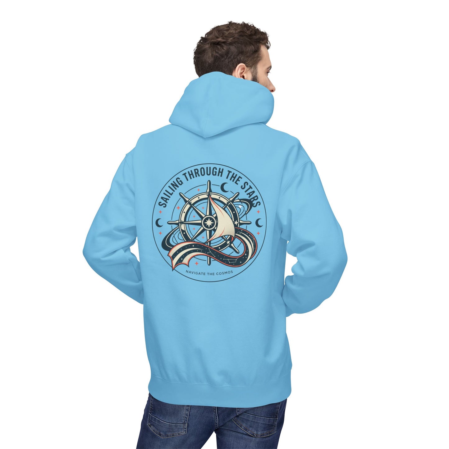 Celestial Nautical Hoodie – Spiritual Ocean Compass & Swirl Design | Astrology, Cosmic Streetwear, Unisex Hoodie
