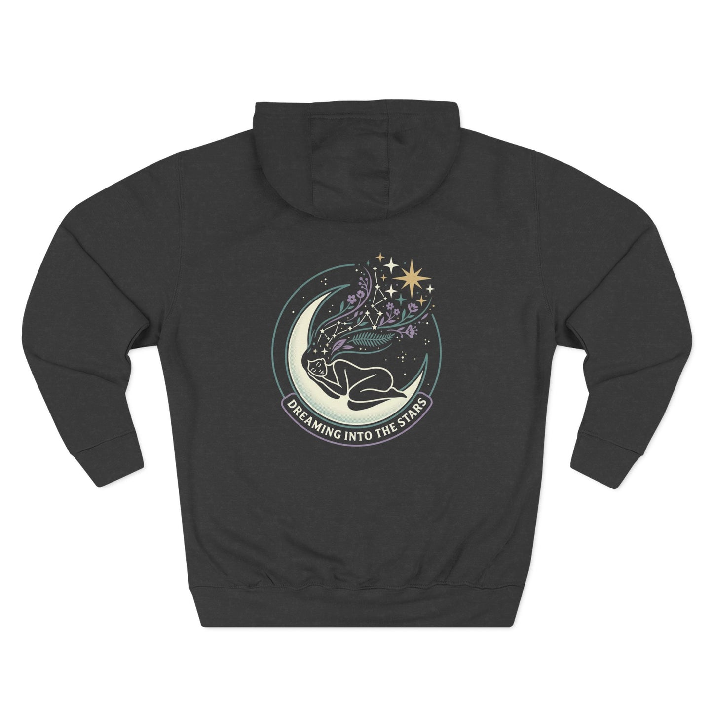 Moonlight Floral Hoodie – Celestial Moon & Botanical Graphic Hoodie | Spiritual Nature Aesthetic, Cosmic Hoodie, Unisex Hoodie
