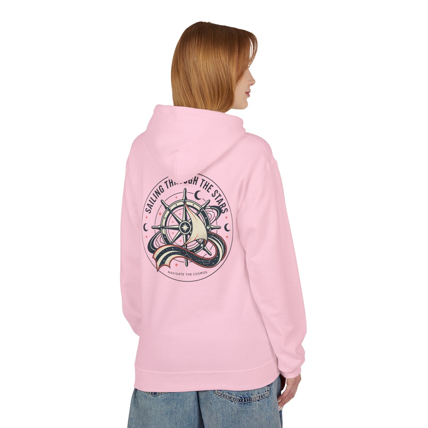 Celestial Nautical Hoodie – Spiritual Ocean Compass & Swirl Design | Astrology, Cosmic Streetwear, Unisex Hoodie