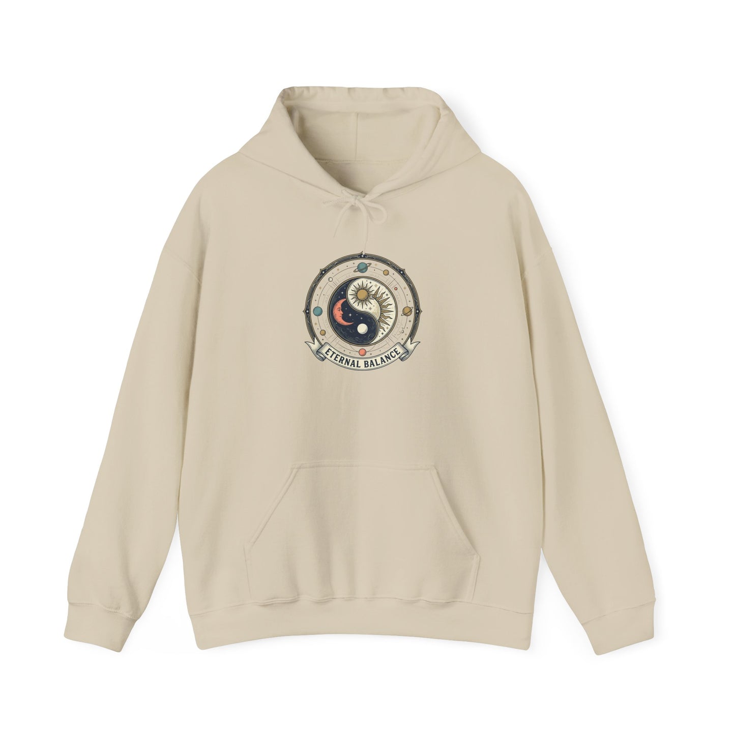 Yin Yang Eternal Balance Hoodie – Sun & Moon Spiritual Graphic Sweatshirt | Minimal Zen Streetwear