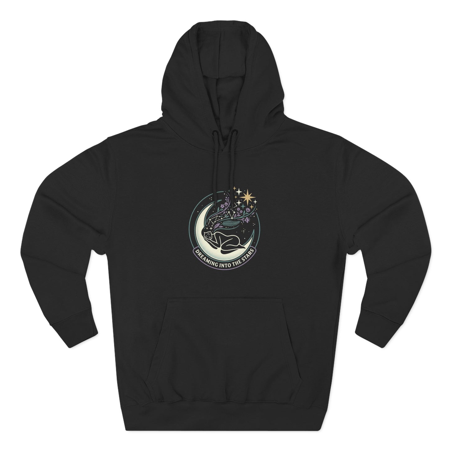 Moonlight Floral Hoodie – Celestial Moon & Botanical Graphic Hoodie | Spiritual Nature Aesthetic, Cosmic Hoodie, Unisex Hoodie