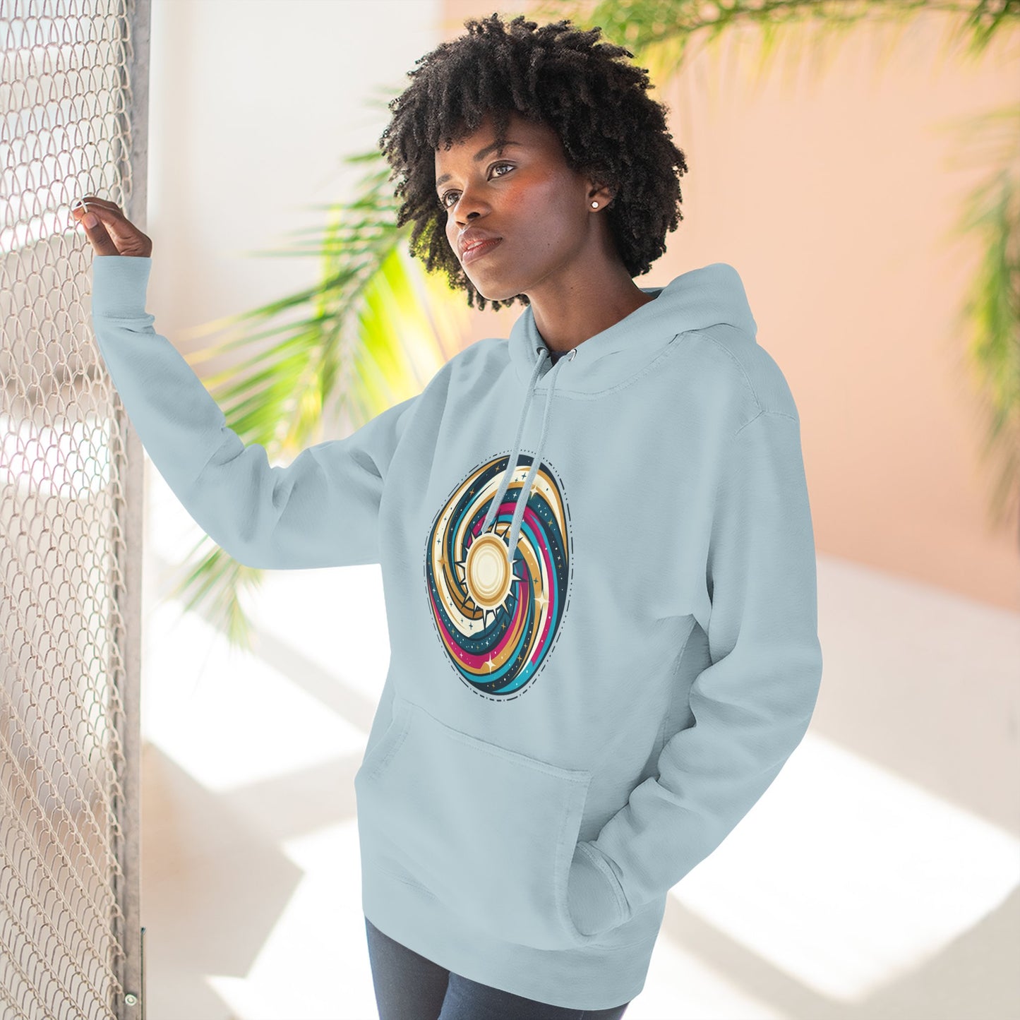 Swirl Sun Hoodie – Cosmic Spiral Sun Graphic Hoodie | Psychedelic Space Aesthetic, Celestial Streetwear, Unisex Hoodie