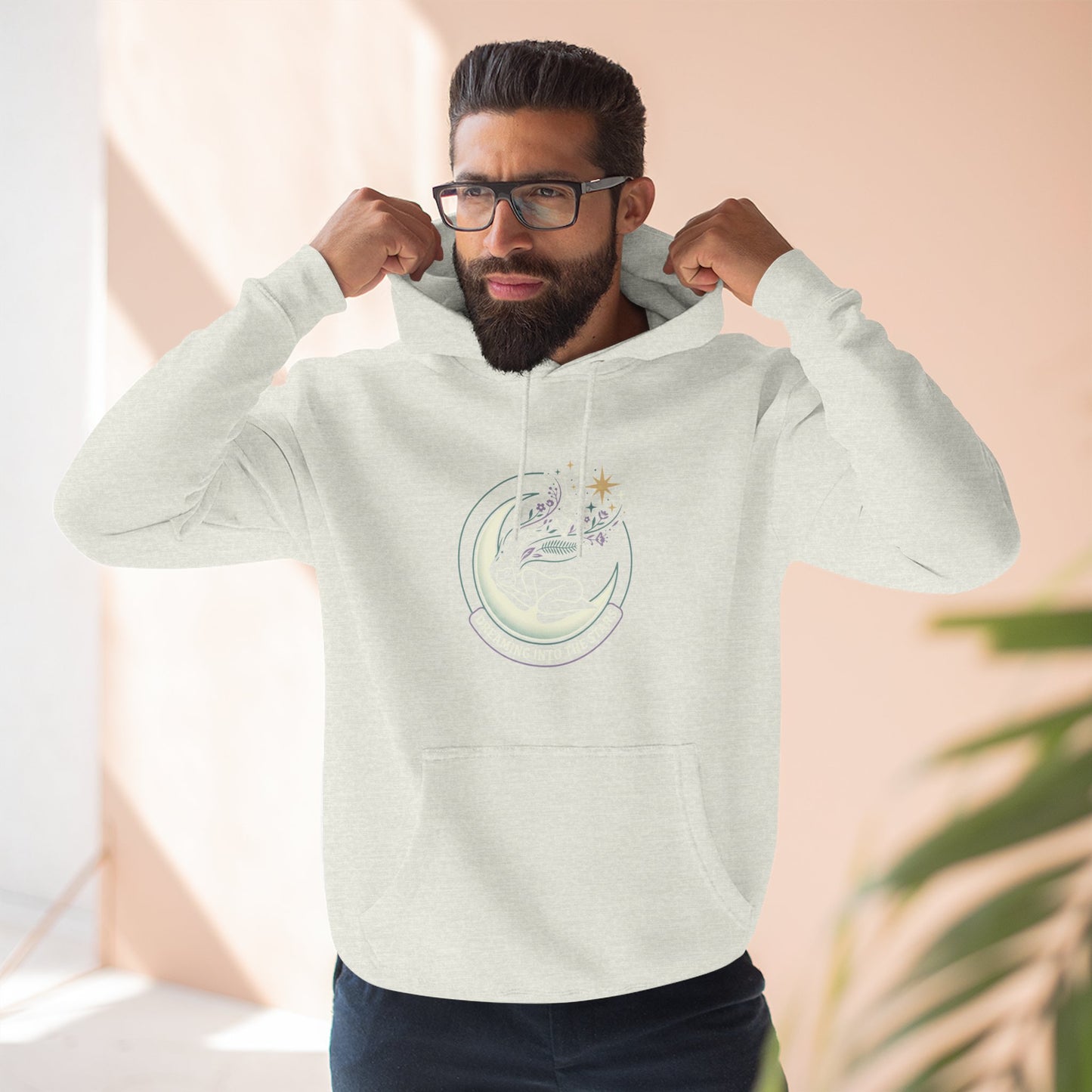 Moonlight Floral Hoodie – Celestial Moon & Botanical Graphic Hoodie | Spiritual Nature Aesthetic, Cosmic Hoodie, Unisex Hoodie