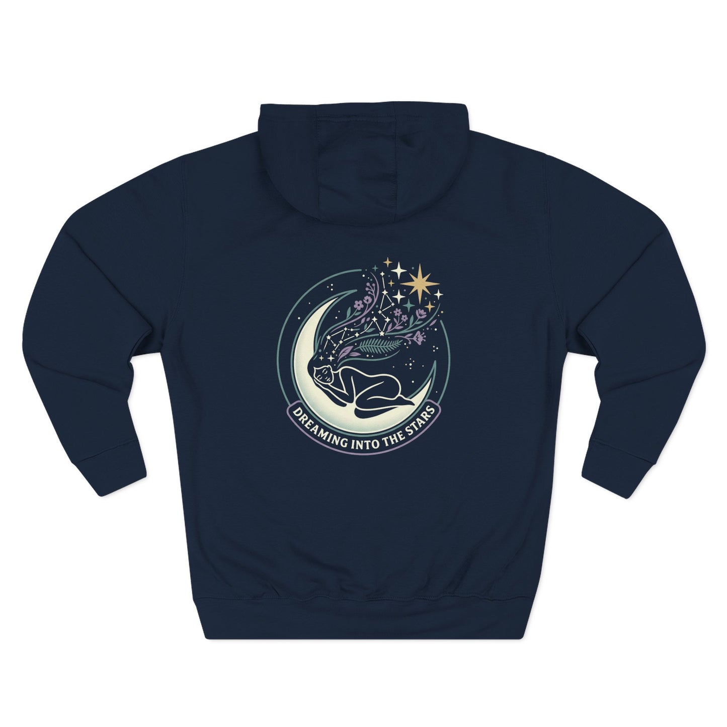 Moonlight Floral Hoodie – Celestial Moon & Botanical Graphic Hoodie | Spiritual Nature Aesthetic, Cosmic Hoodie, Unisex Hoodie