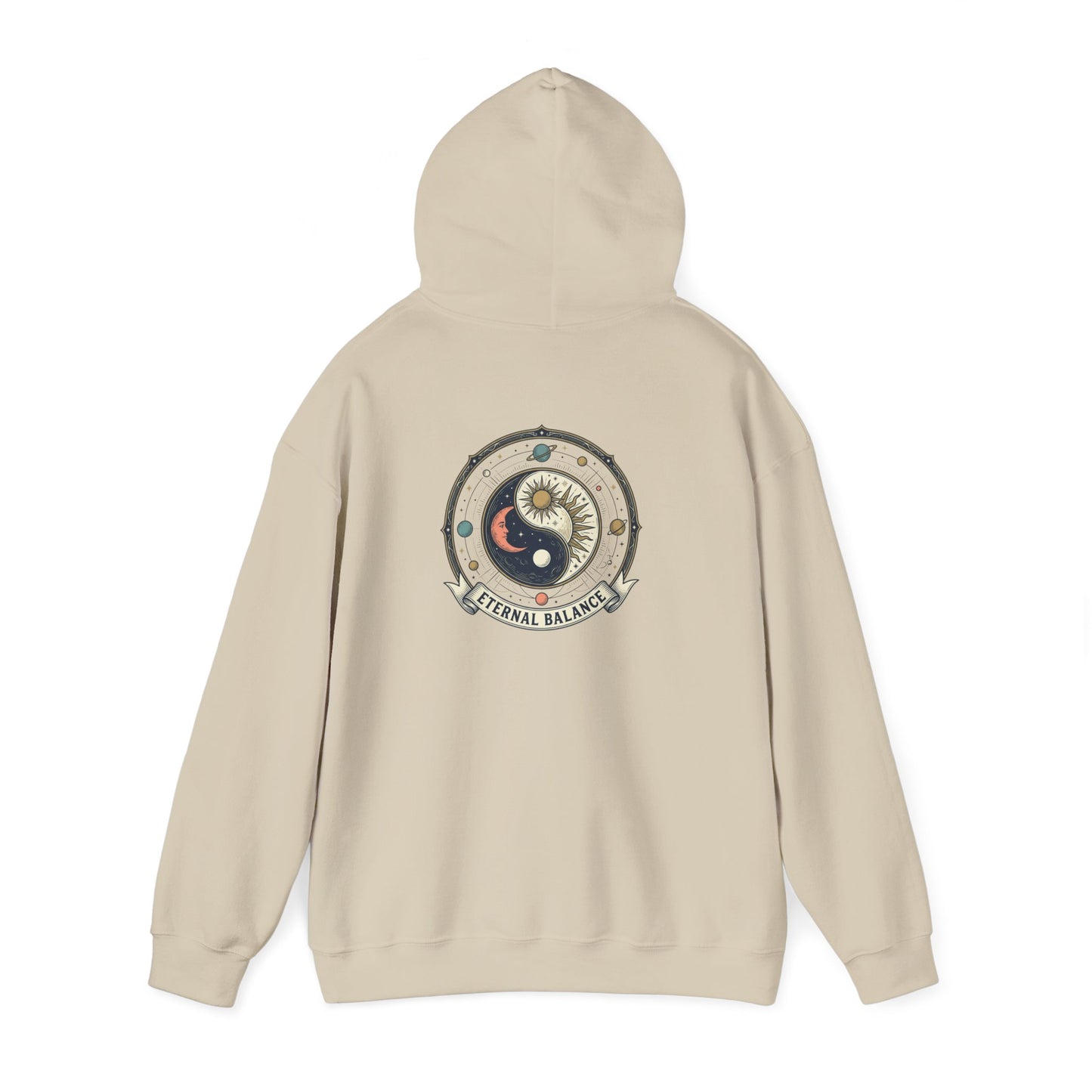 Yin Yang Eternal Balance Hoodie – Sun & Moon Spiritual Graphic Sweatshirt | Minimal Zen Streetwear