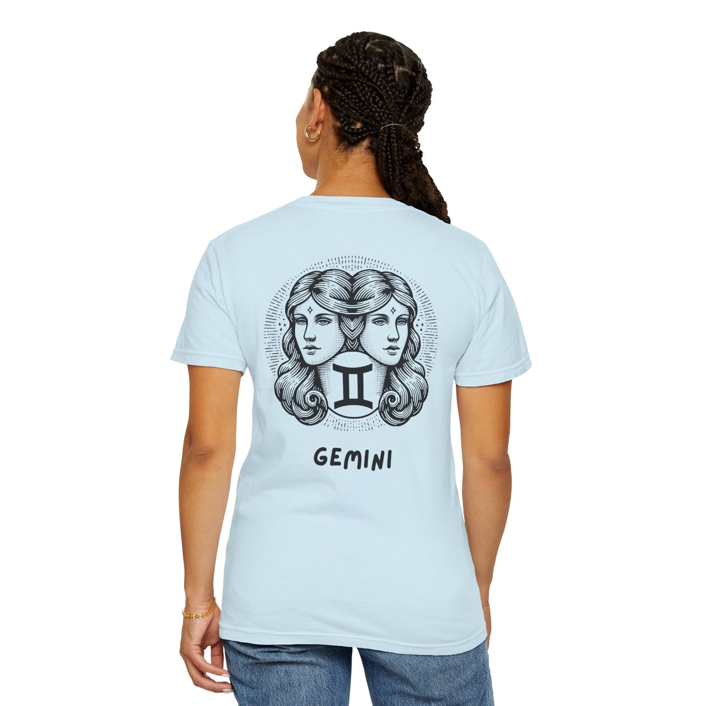Gemini Zodiac T-Shirt – Twin Faces Astrology Tee | Minimal Celestial Graphic Shirt