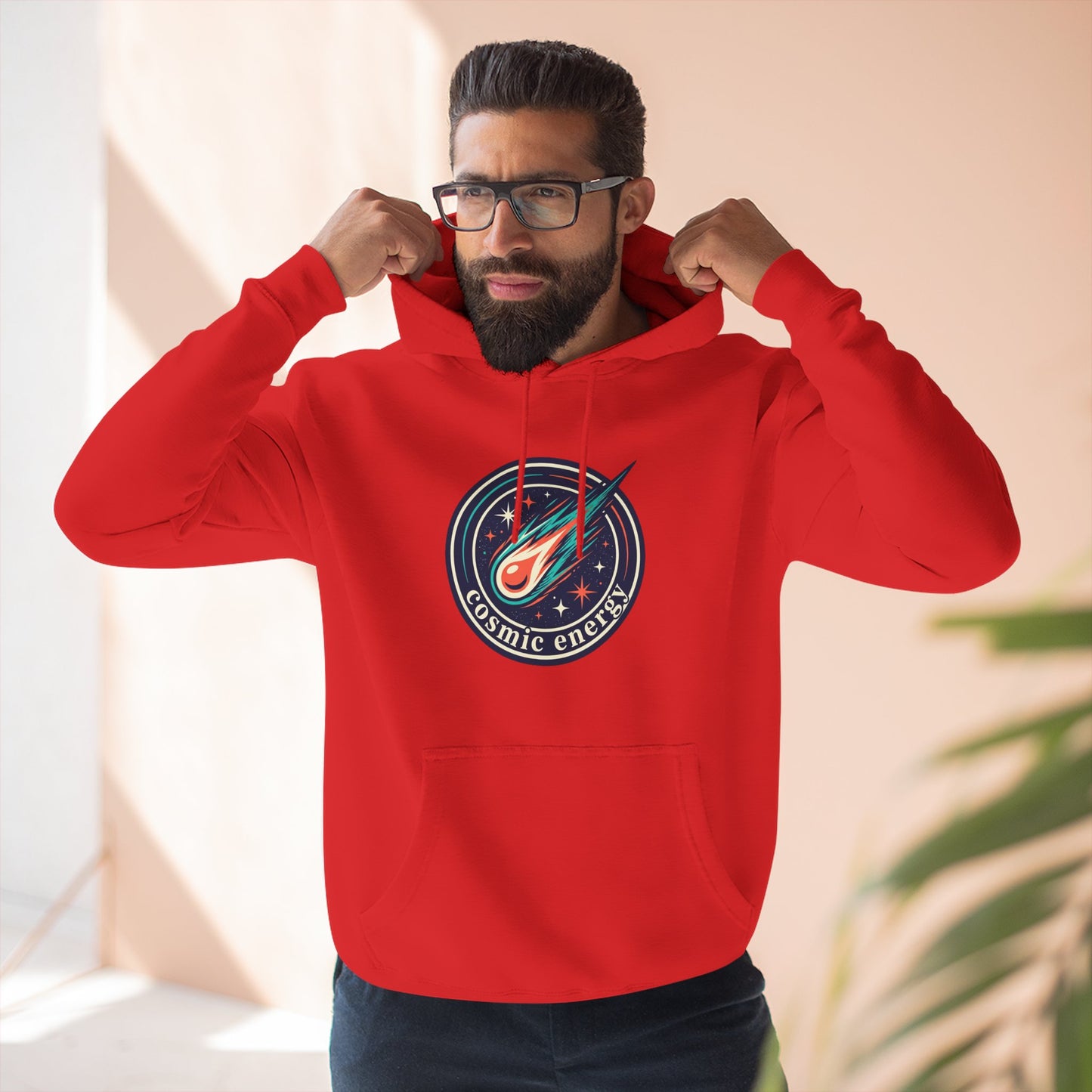 Cosmic Energy Hoodie – Meteor & Shooting Star Graphic Hoodie | Space Aesthetic, Celestial Streetwear, Unisex Hoodie