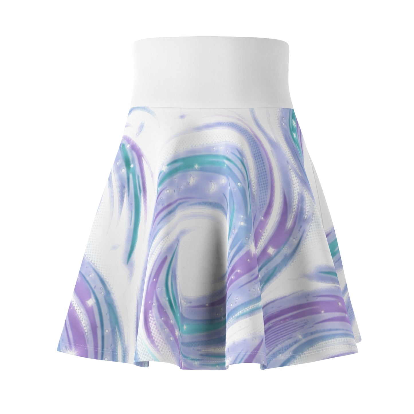 Pastel Marble Skater Skirt – Lavender & Teal Swirl Aesthetic Skirt | Women’s Flowy Soft Girl Skirt