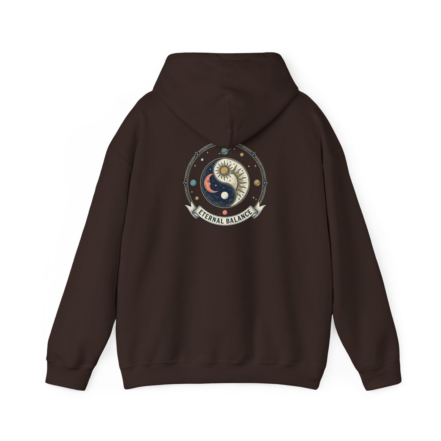 Yin Yang Eternal Balance Hoodie – Sun & Moon Spiritual Graphic Sweatshirt | Minimal Zen Streetwear