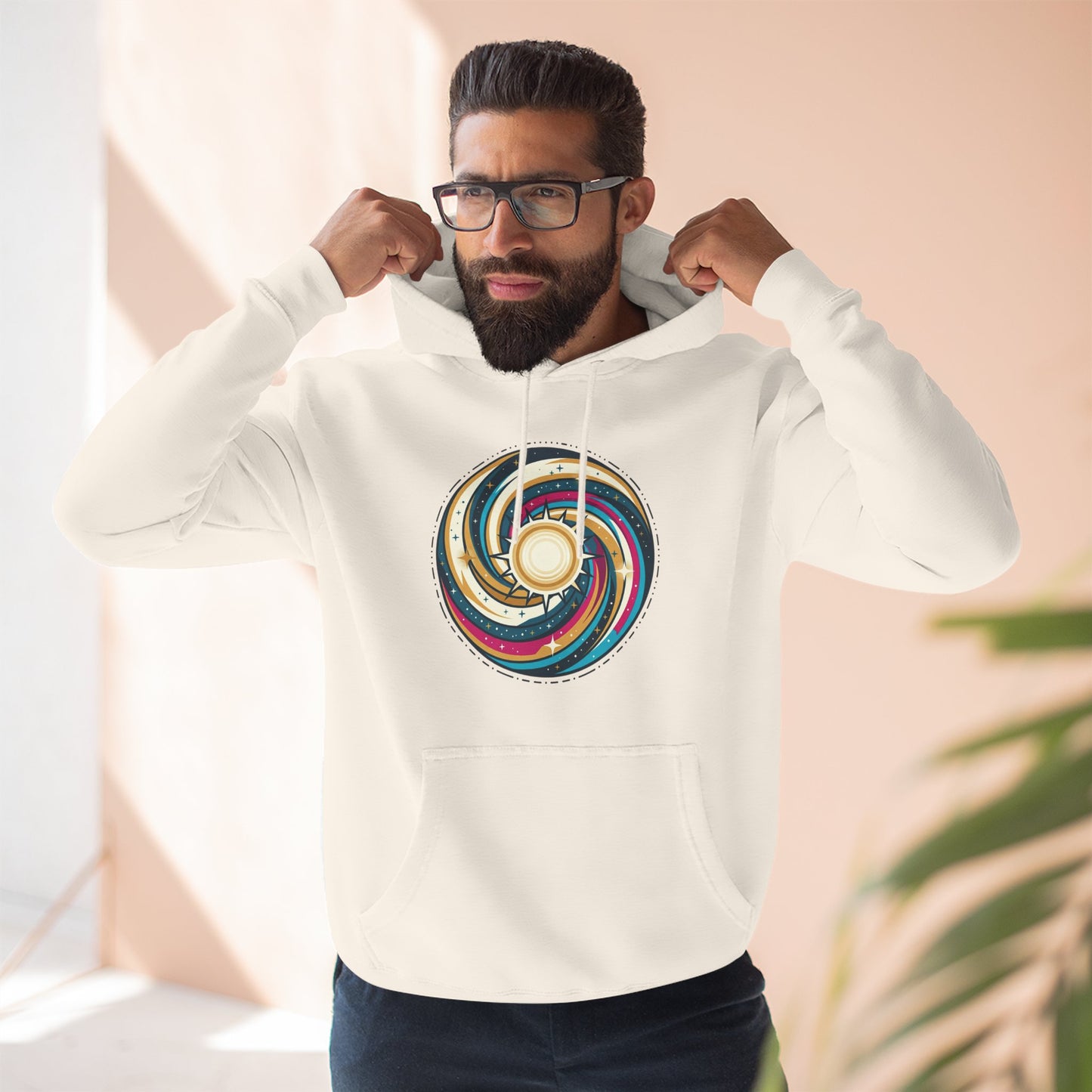 Swirl Sun Hoodie – Cosmic Spiral Sun Graphic Hoodie | Psychedelic Space Aesthetic, Celestial Streetwear, Unisex Hoodie