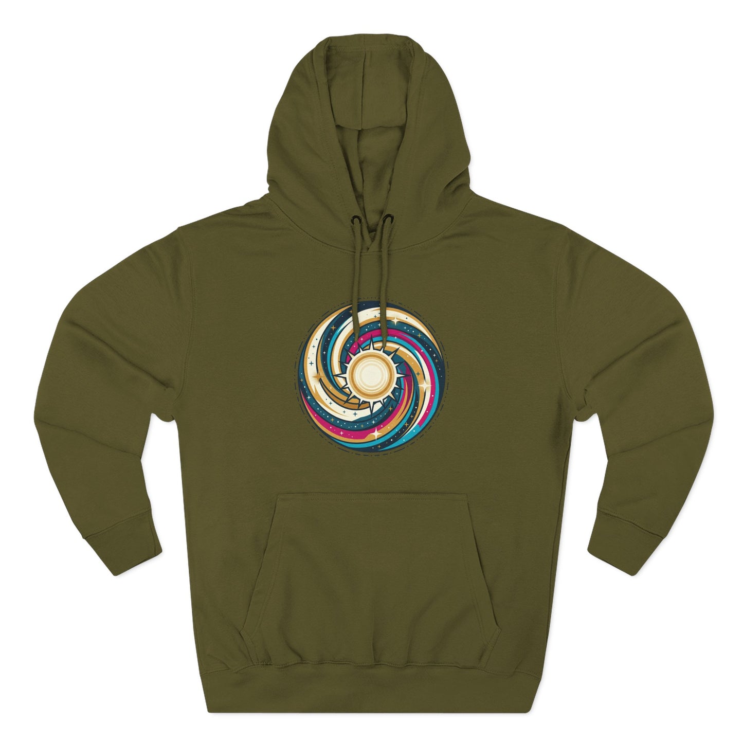 Swirl Sun Hoodie – Cosmic Spiral Sun Graphic Hoodie | Psychedelic Space Aesthetic, Celestial Streetwear, Unisex Hoodie