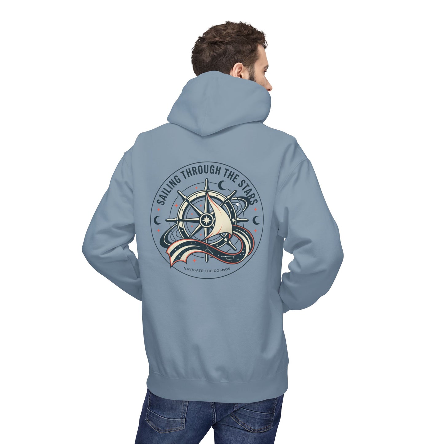 Celestial Nautical Hoodie – Spiritual Ocean Compass & Swirl Design | Astrology, Cosmic Streetwear, Unisex Hoodie