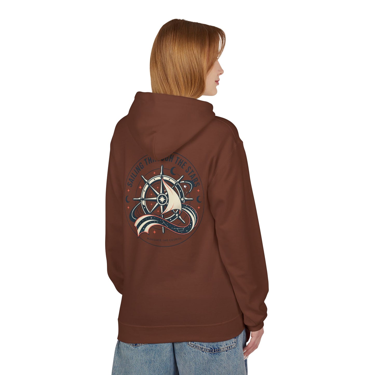 Celestial Nautical Hoodie – Spiritual Ocean Compass & Swirl Design | Astrology, Cosmic Streetwear, Unisex Hoodie