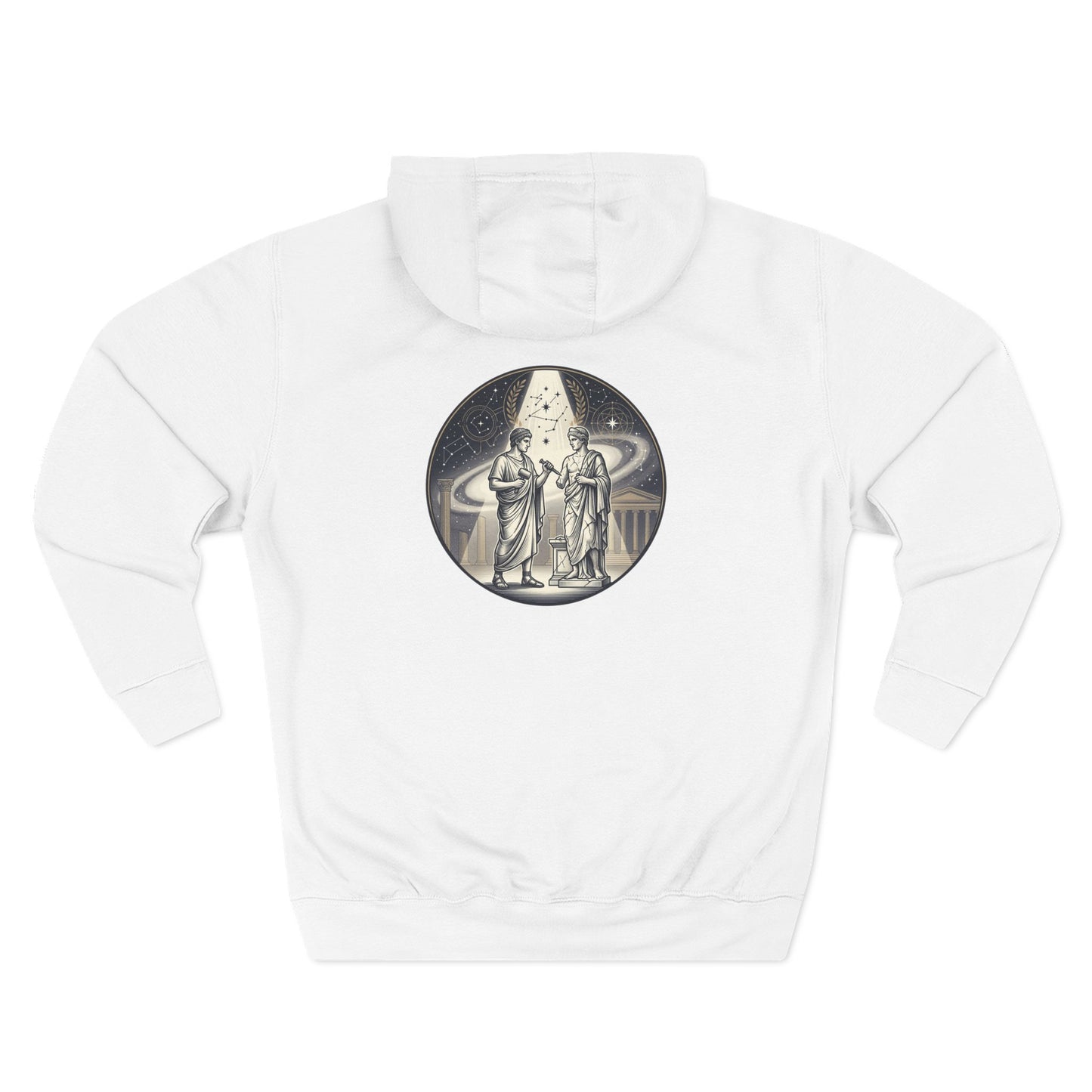 Vintage Celestial Moon Hoodie – Classical Figures Graphic Pullover, Mythology Inspired Unisex Sweatshirt, Retro Spiritual Art Hoodie
