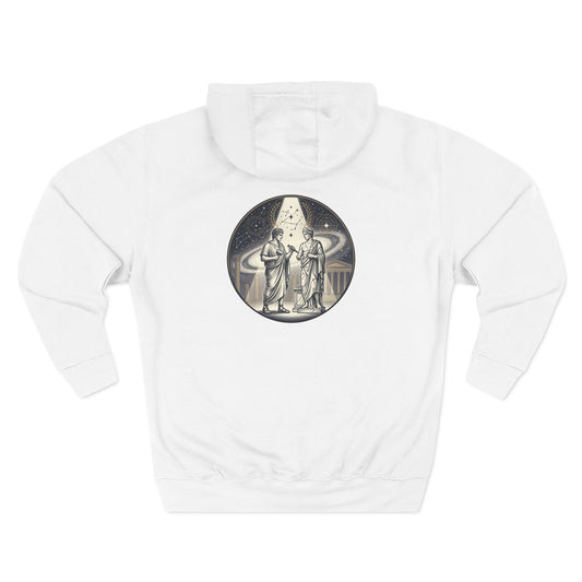 Vintage Celestial Moon Hoodie – Classical Figures Graphic Pullover, Mythology Inspired Unisex Sweatshirt, Retro Spiritual Art Hoodie