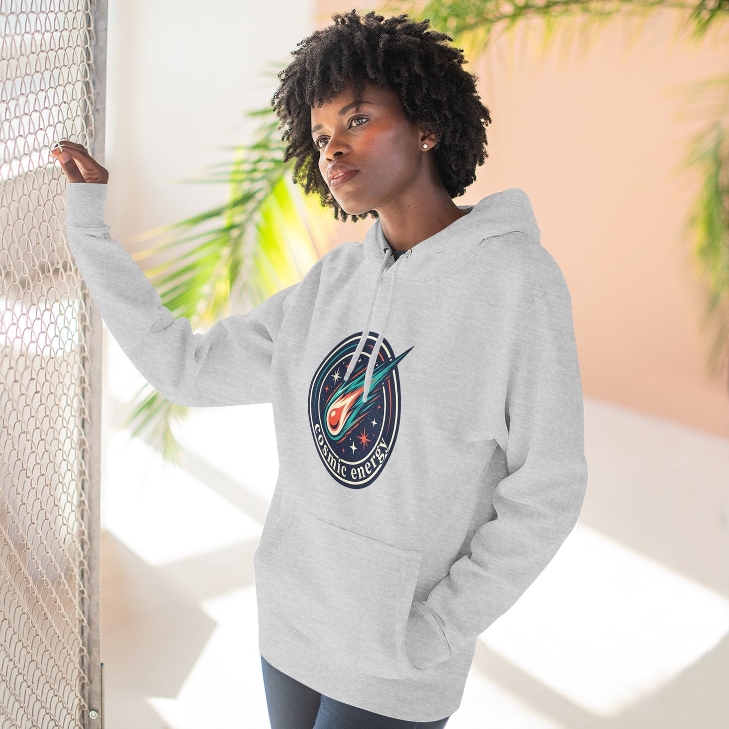 Cosmic Energy Hoodie – Meteor & Shooting Star Graphic Hoodie | Space Aesthetic, Celestial Streetwear, Unisex Hoodie