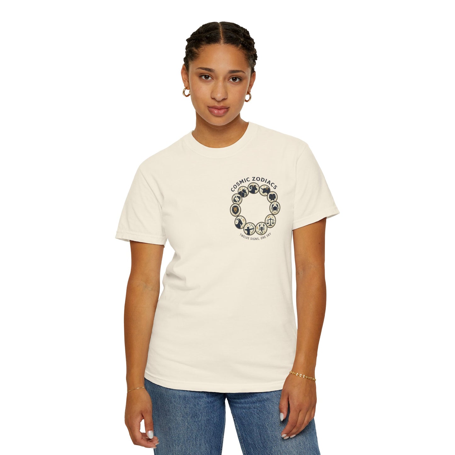 Zodiac Circle T-Shirt – Cosmic Zodiac Astrology Graphic Tee | Celestial Star Sign Shirt, Unisex Tee
