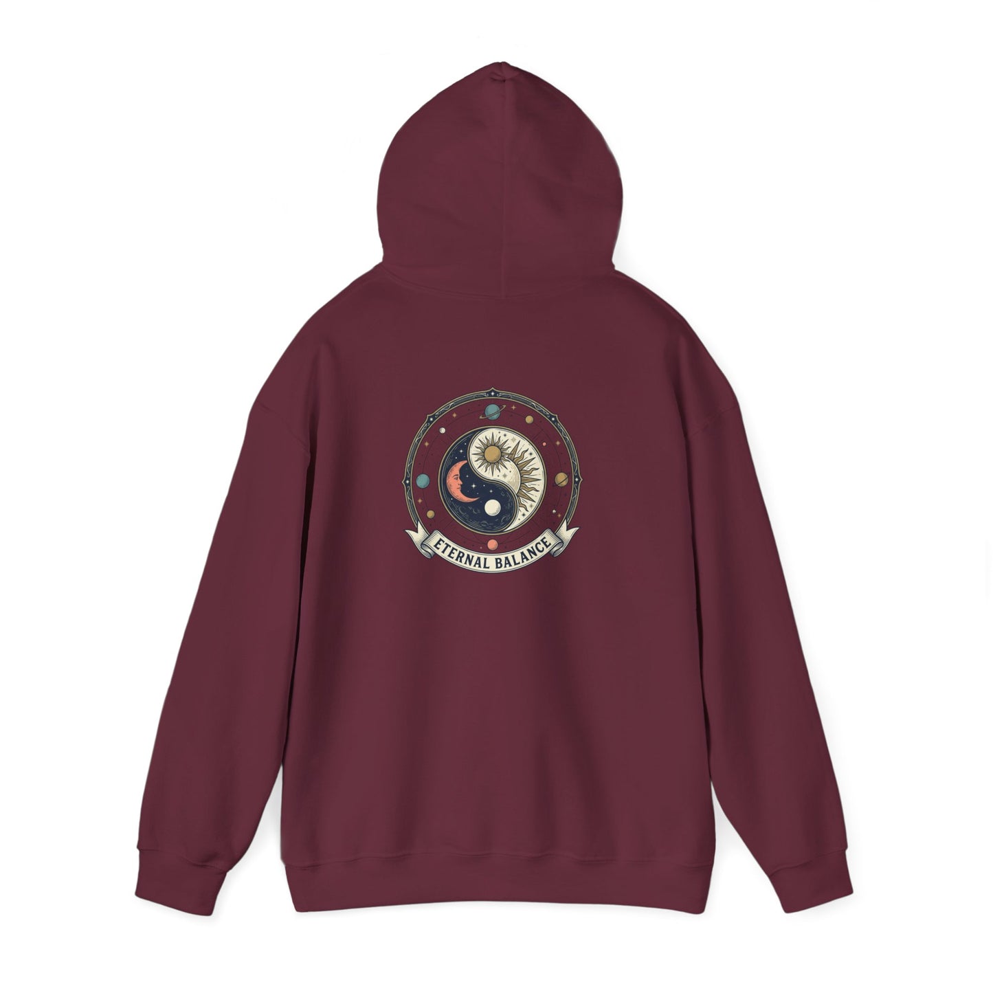 Yin Yang Eternal Balance Hoodie – Sun & Moon Spiritual Graphic Sweatshirt | Minimal Zen Streetwear