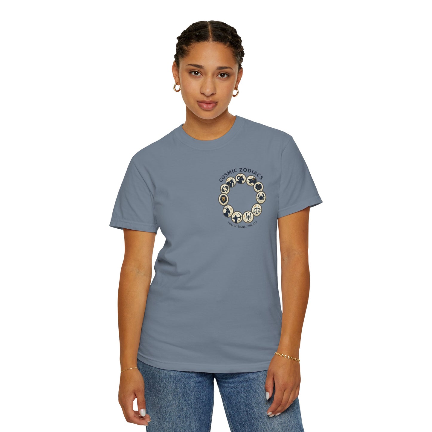 Zodiac Circle T-Shirt – Cosmic Zodiac Astrology Graphic Tee | Celestial Star Sign Shirt, Unisex Tee