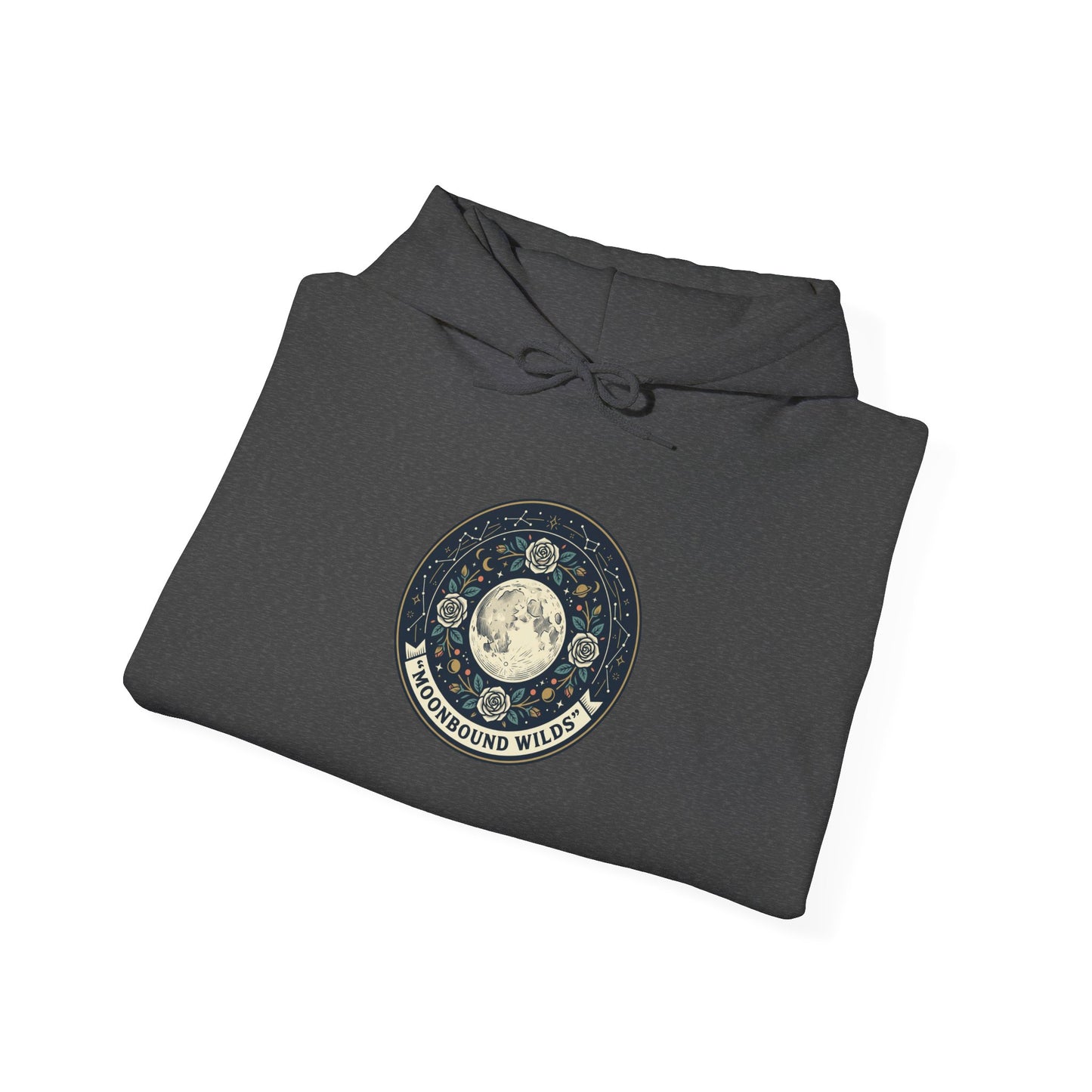Moonbound Wilds Hoodie – Celestial Wolf Moon Graphic Sweatshirt | Vintage Cosmic Streetwear
