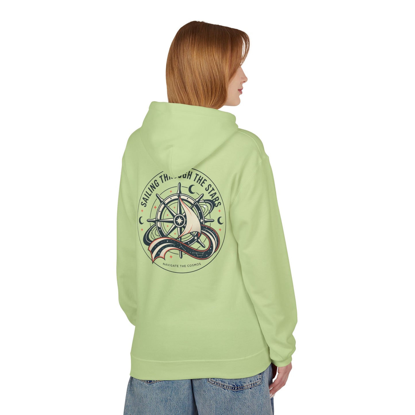 Celestial Nautical Hoodie – Spiritual Ocean Compass & Swirl Design | Astrology, Cosmic Streetwear, Unisex Hoodie