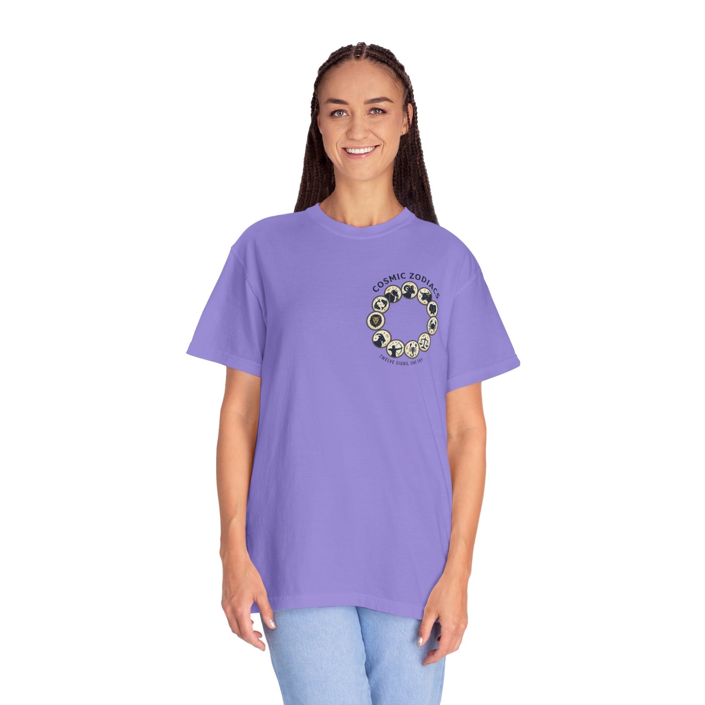 Zodiac Circle T-Shirt – Cosmic Zodiac Astrology Graphic Tee | Celestial Star Sign Shirt, Unisex Tee